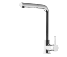 Mitigeur évier chrome FRAMO CHR 604 avec douchette extractible rétractable – 2 jets, bec 360°, cartouche céramique 40mm, testé 500 000 cycles, certification CE
