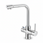 Mitigeur évier chrome FRAMO I304 – 3 entrées (eau chaude, froide, filtrée), 2 sorties, aérateur 2 fonctions, bec 360°, cartouche céramique 40mm, certification CE
