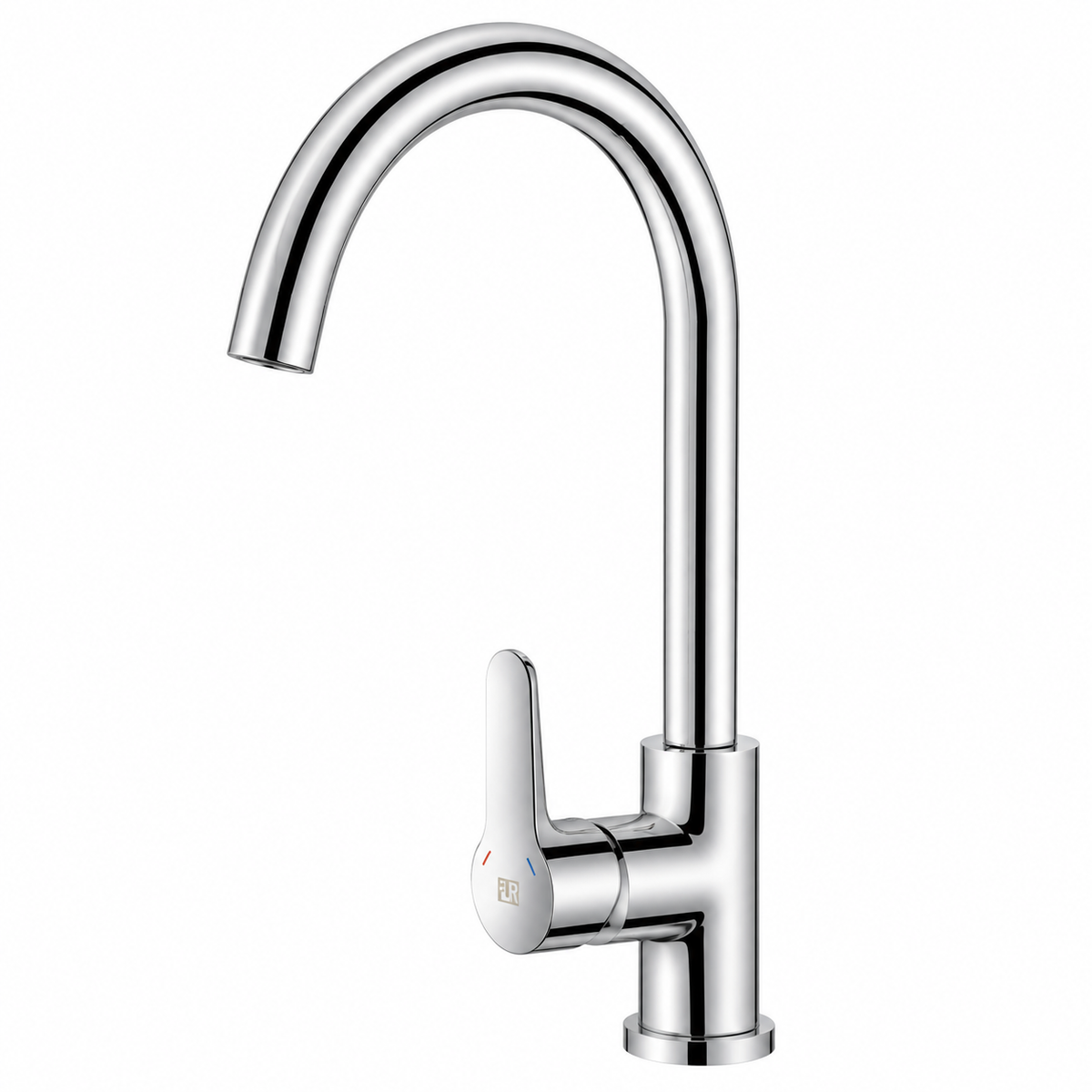 Mitigeur évier monotrou FLR Réponse MT9005 avec cartouche céramique Ø35 mm, hauteur 332 mm et finition chromée.
