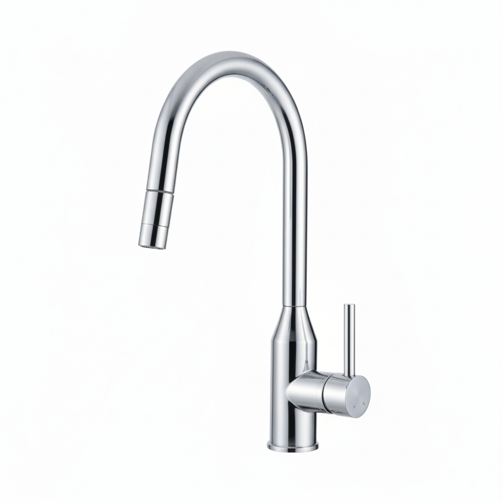 Mitigeur évier FRAMO I304 avec douchette extractible rétractable – 2 jets, bec 360°, cartouche céramique 40mm, disponible en inox, chromé et gris blanc
