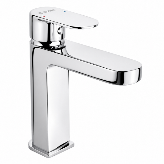SOPAL Mitigeur de Lavabo Long Série Sfax Réf. 06CMA04 — Bec Haut Adapté Lavabos Profonds, Cartouche Céramique Ø35mm Water Saving, Chromé NF EN ISO 1456, Laiton, Monocommande, Flexibles Souples Sertis d'Usine, Garantie 5 Ans, Made in Tunisia | SQES Tunisie
