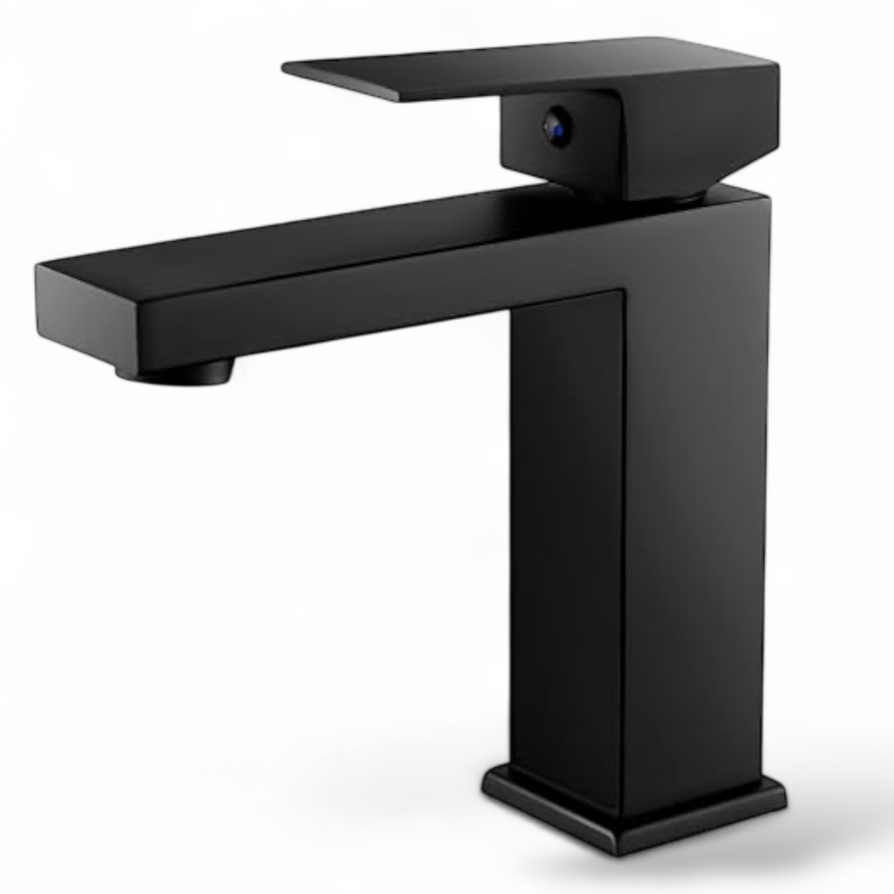 Mitigeur lavabo noir mat FRAMO E500 avec bonde de vidage incluse – design carré, anti-traces, kit complet, fabrication italienne premium
