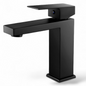 Mitigeur lavabo noir mat FRAMO E500 avec bonde de vidage incluse – design carré, anti-traces, kit complet, fabrication italienne premium
