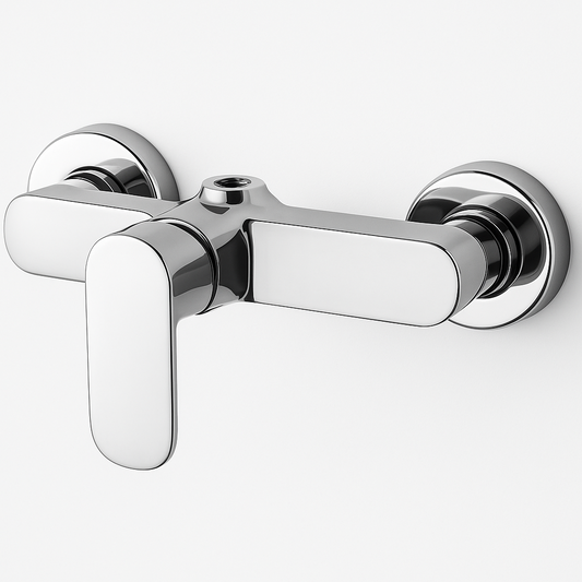 Mitigeur toilette chrome mural série A100 FRAMO – cartouche céramique, anti-traces, anti-goutte, design minimaliste, fabrication italienne premium
