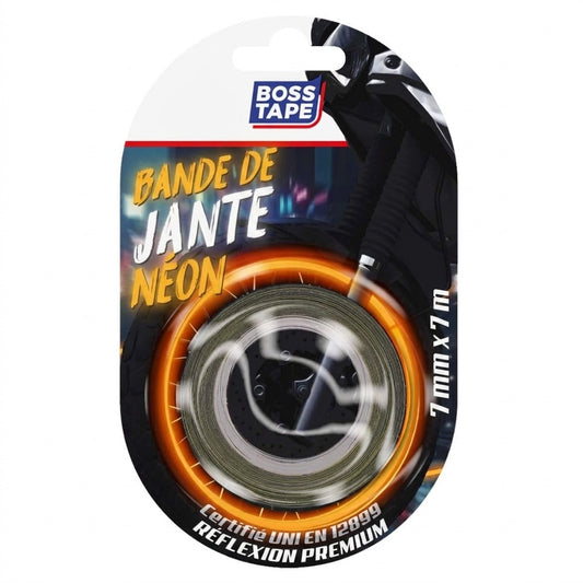 Néon jante orange Boss Tape 7mm x 7m – effet lumineux tuning automobile, moto, vélo et trottinette
