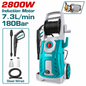 Nettoyeur haute pression TOTAL TGT11266 2800 W, 180 bar, débit 7,3 L/min, moteur induction, pompe cuivre et arrêt automatique.