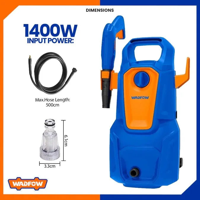 Nettoyeur Haute Pression WADFOW WHP3A14 — 1400W 110 Bar 1595 PSI 5.6 L/min Arrêt Automatique Tuyau 5m Terrasse Voiture Chantier | SQES Tunisie
