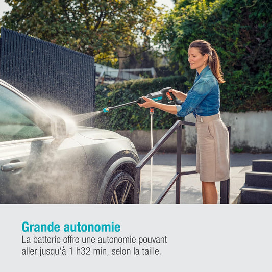 Nettoyeur Moyenne Pression AquaClean 24/18V P4A Sans Batterie GARDENA Réf. 14800-55 — SOLO, Portable, Buse Réglable, Terrasse Voiture | SQES Tunisie

