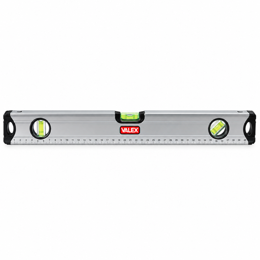 Niveau à bulle aluminium 3 fioles réglables VALEX 1800668 longueur 500 mm avec graduation millimétrée et profil 22 × 52 mm | SQES Tunisie
