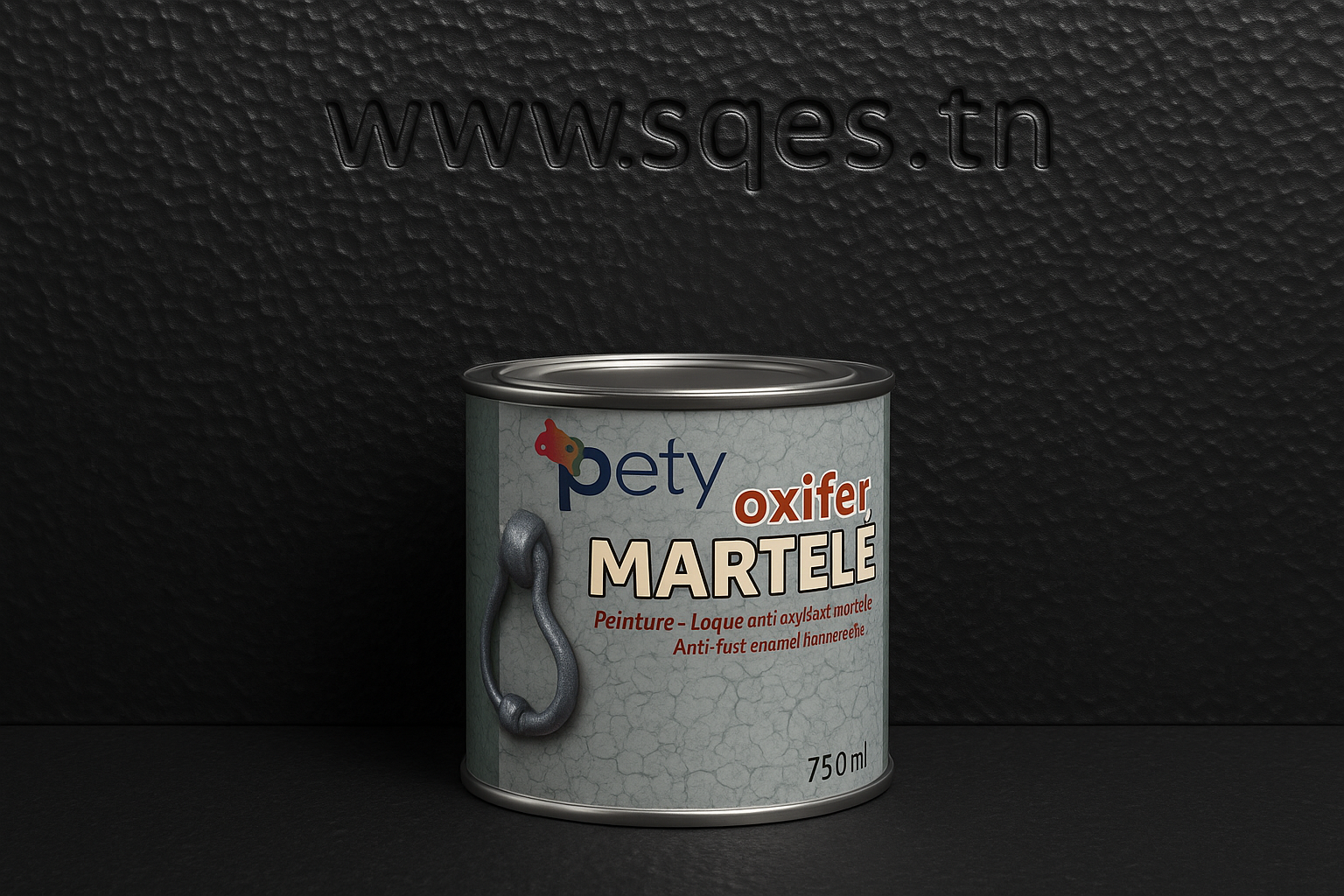 Oxifer Martelé Noir PETY 750ml – laque antioxydante 2en1 effet martelé, anti-rouille direct sur métal, finition noire sophistiquée intérieur et extérieur
