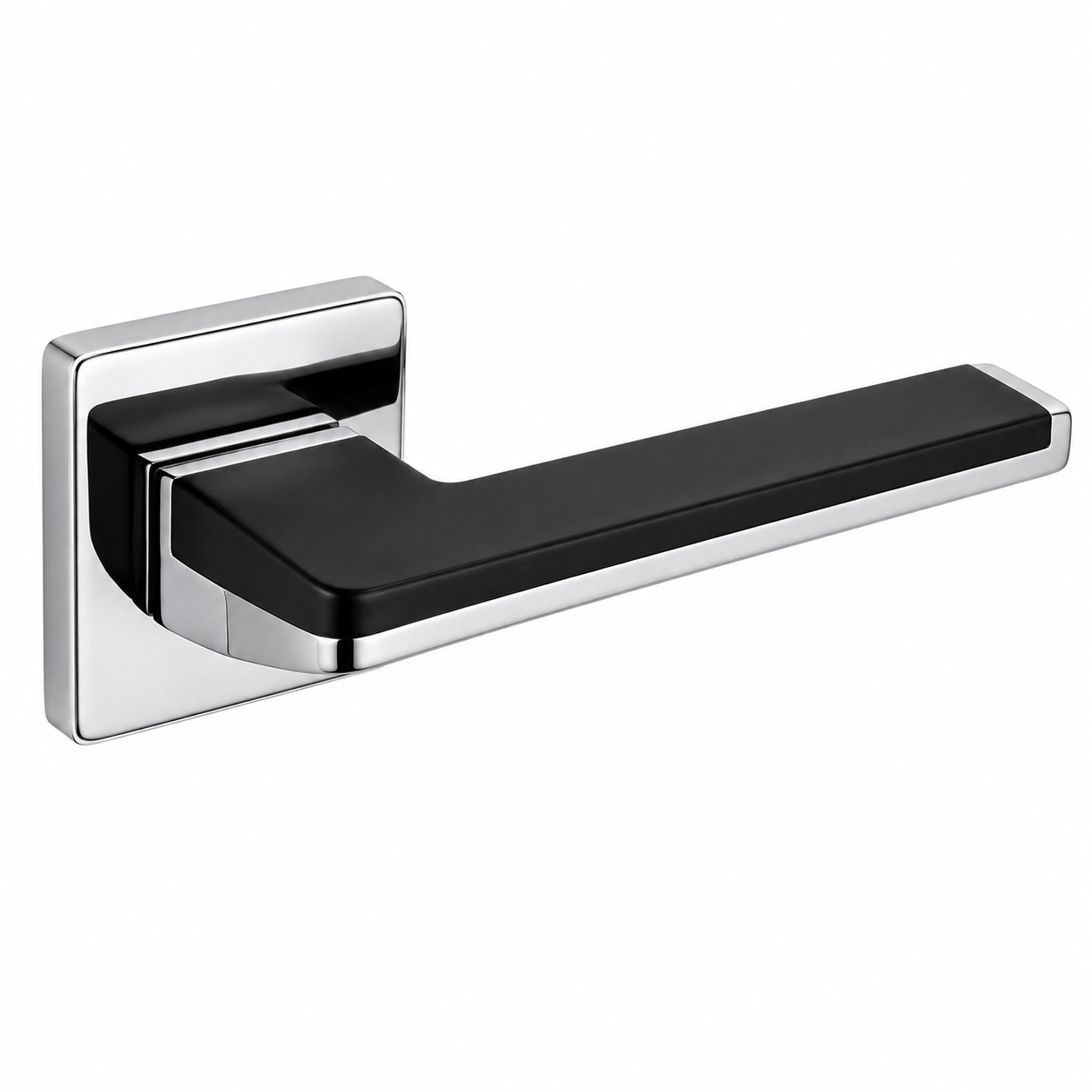 ÖZEN Ensemble Béquille DUO Carré Chrome / Noir – PT GT WC – Poignée de Porte | SQES Tunisie
