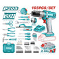 Pack TOTAL THKTHP11652 165 pièces – perceuse sans fil 20V 66Nm, batterie Li-Ion 2Ah, chargeur rapide, coffret robuste, accessoires bois métal béton
