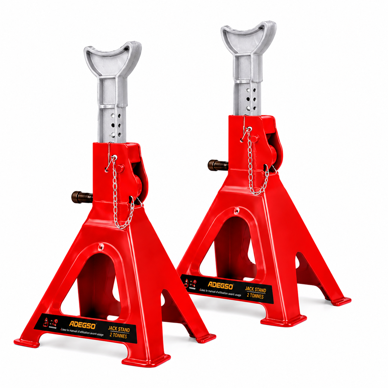 Paire de chandelles 538CRI12, capacité annoncée 3 tonnes et hauteur réglable de 265 à 420 mm pour garage et maintenance automobile.