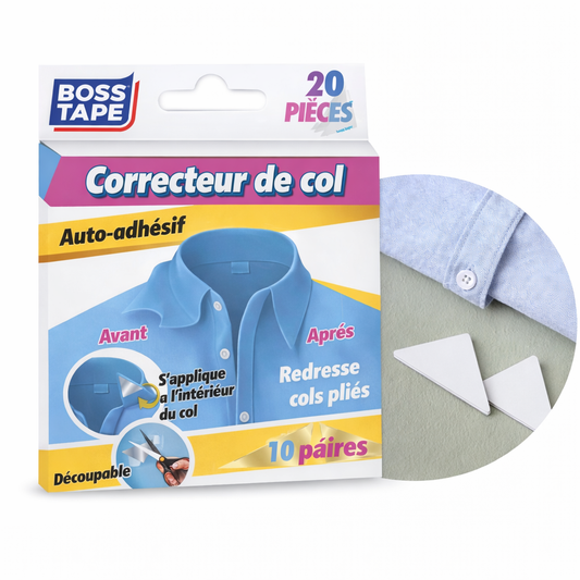 Patch col chemise Boss Tape lot de 20 – maintien forme et anti-plis, chemises professionnelles, uniformes et pressing

