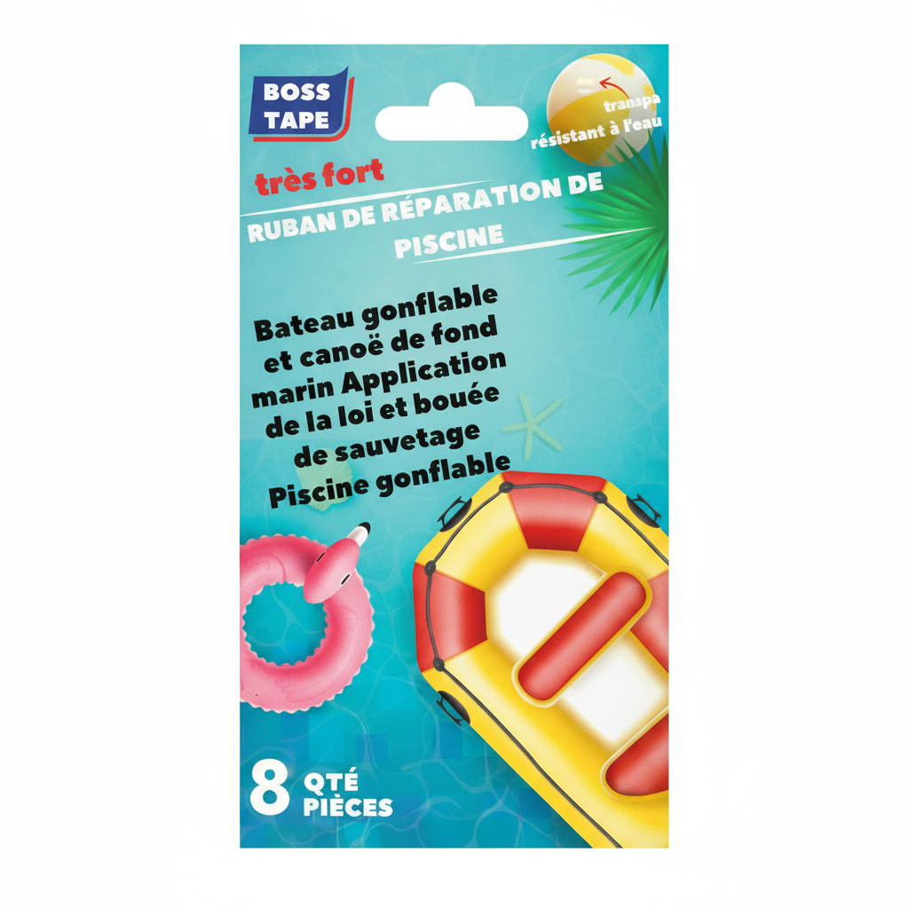 Kit patch réparation Boss Tape 8 pièces – piscines gonflables, chambres à