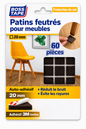Patin anti-glissement meuble carré Boss Tape 20mm marron lot de 60 – protection sol anti-rayures, chaises, tables et petits meubles
