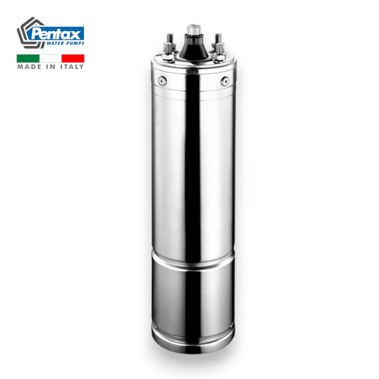 Moteur immergé PENTAX gamme 4MPET 4 pouces, illustration du modèle 4MPET75 7,5 CV triphasé