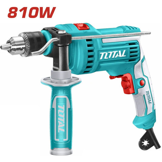 Perceuse électrique TOTAL TG1081316 810W – mandrin 13mm, 0-2750tr/min, réversible, bois 35mm métal 13mm, 2kg, filaire professionnel