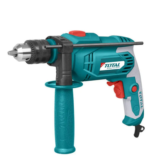 Perceuse à percussion TOTAL TG1061356 680W – mandrin auto-serrant 13mm, 0-3000tr/min, réversible, bois 30mm métal 13mm béton, filaire
