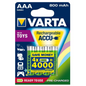 VARTA Pile Rechargeable Recycled LR3 BP4 800mAh - Pack de 4