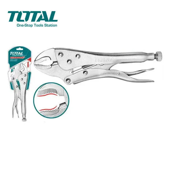 Pince étau TOTAL THT191002 250mm (10") – acier carbone HRC38-48°, plaqué nickel, serrage puissant, plomberie mécanique bricolage