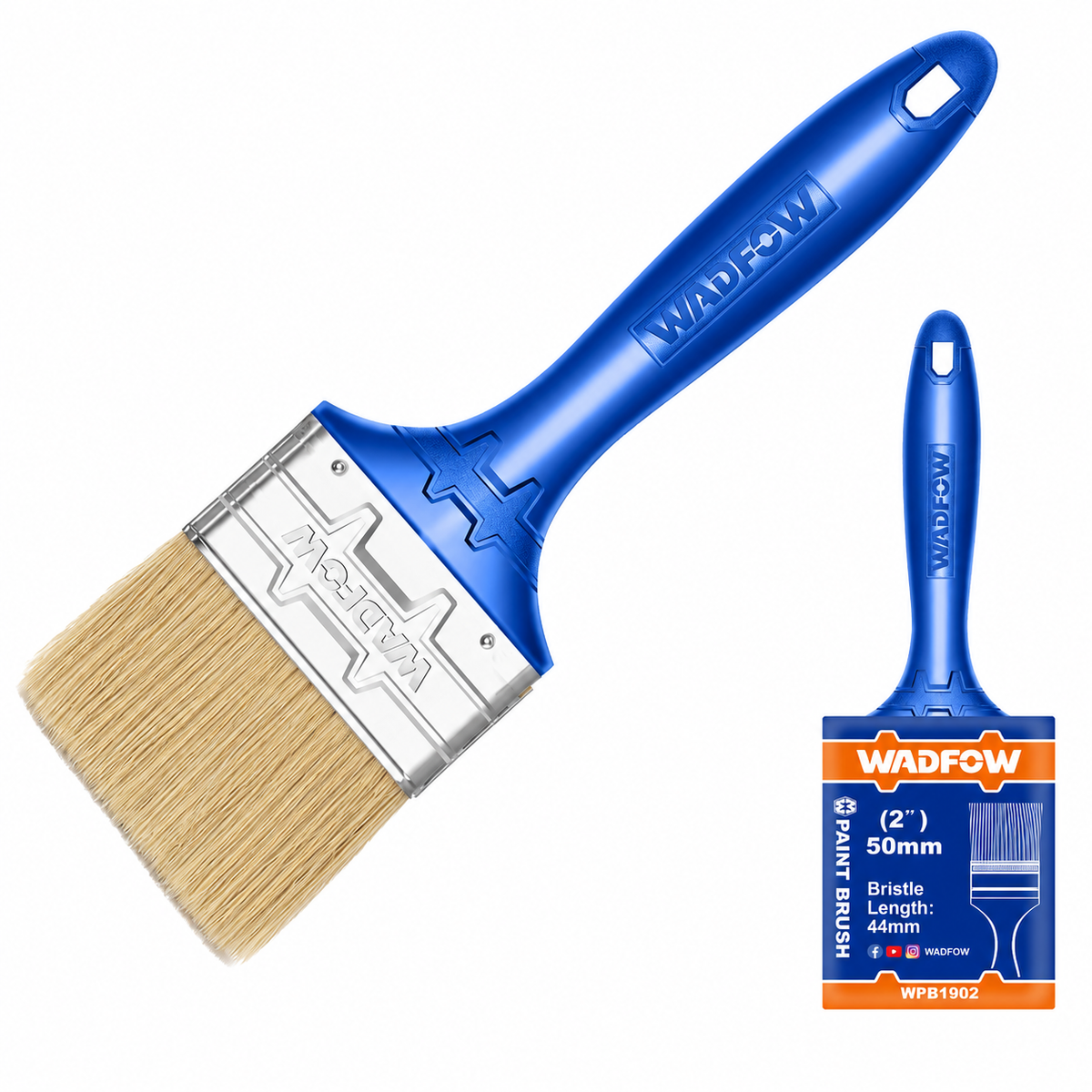 Pinceaux plats WADFOW WPB1901, WPB1915, WPB1902, WPB1925 et WPB1903 à manche plastique, largeurs 25, 38, 50, 63 et 75 mm, pour peintures à base d’huile compatibles et finitions de menuiserie | SQES Tunisie
