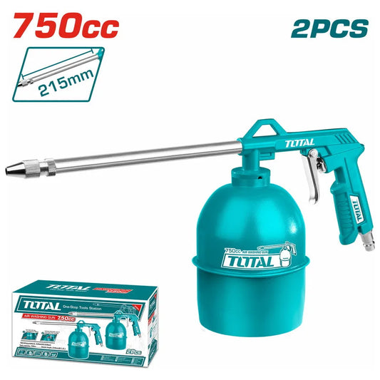 Pistolet de mazoutage TOTAL TAT20751 215mm – 4 bar, 0,75L, 4 connecteurs inclus (Europe, USA, Nitto, Italie), boîte couleur
