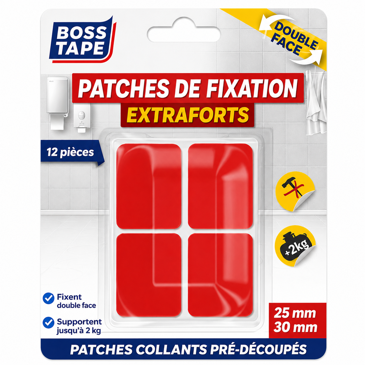 plaque-montage-double-face-acrylique-boss-tape-25x30mm-12pcs-fixation-sans-percage