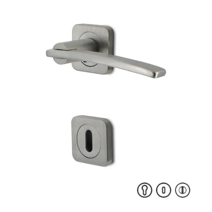 Poignée de Porte avec Rosace – Quadro - Satine - SQES