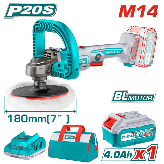 Polisseuse Sans Fil TOTAL TAPLI20181 20V Brushless 180mm M14 Kit Batterie 4Ah Carrosserie — SQES Tunisie
