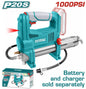 Pompe à graisse sans fil TOTAL TGGLI2010 20V – 282g/min, 690 bars, vrac 453g ou cartouche 411g, ligne 76cm, compatible P20S, mécanique agriculture
