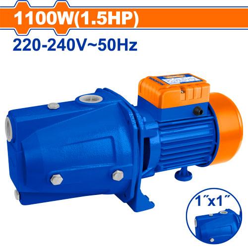 Pompe jet auto-amorçante WADFOW 1100W, 1.5HP, débit 63L/min, hauteur 55m, aspiration 9m, raccord 1"x1". Disponible chez SQES Ariana.