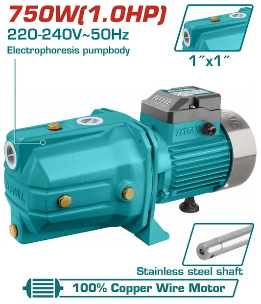 Pompe à Jet Auto-Amorçante TOTAL TWP64006 750W 1CV Refoulement 45m 3600 L/h — SQES Tunisie
