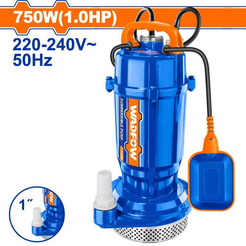 Pompe vide-cave WADFOW WWPQA03 750 W pour eaux claires, flotteur, protection thermique, câble 9 m, débit max 110 L/min et HMT max 30 m. SQES Tunisie.