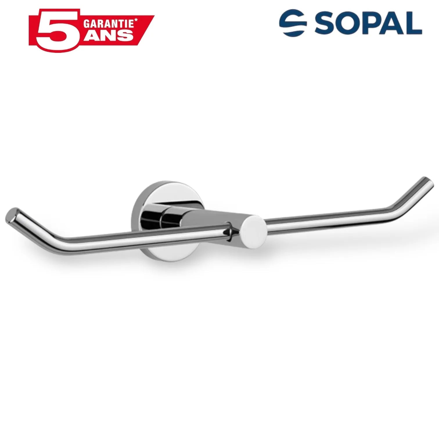 Porte-papier double SOPAL Série Yasmine réf. SB52A04 en inox brossé, 2 rouleaux, fixation murale | SQES Tunisie
