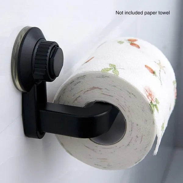 Porte papier toilette à ventouse ABS noir EJIM installation sans perçage – résistant humidité pour WC et salle de bain
