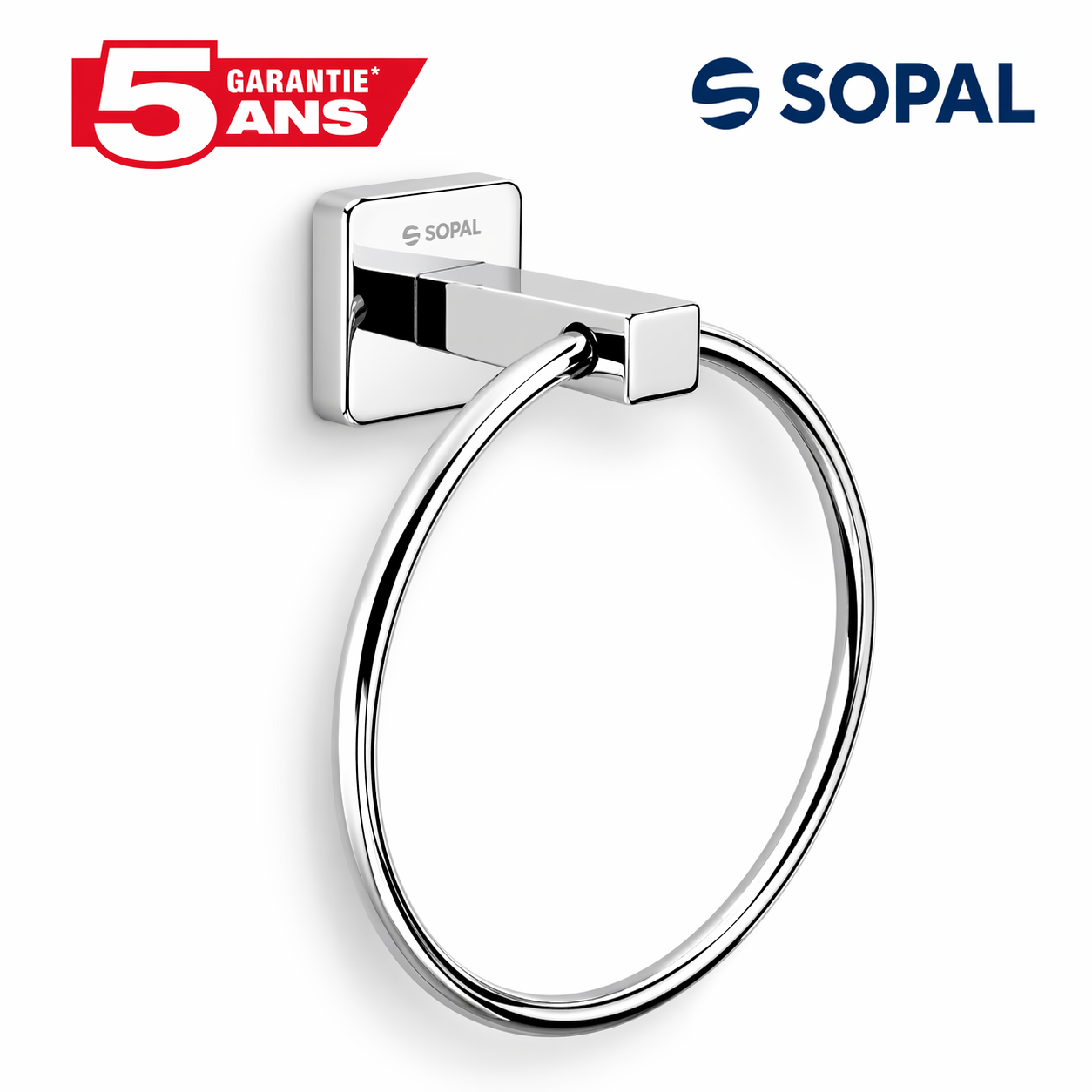 Porte-serviette anneau SOPAL Ward SB64A04 chromé brillant laiton fixation invisible | SQES Tunisie
