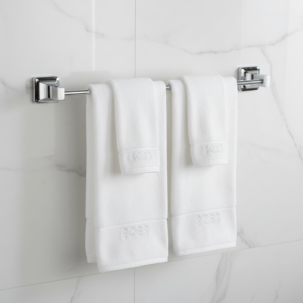 Porte serviette barre chrome 60cm avec serviettes SQES