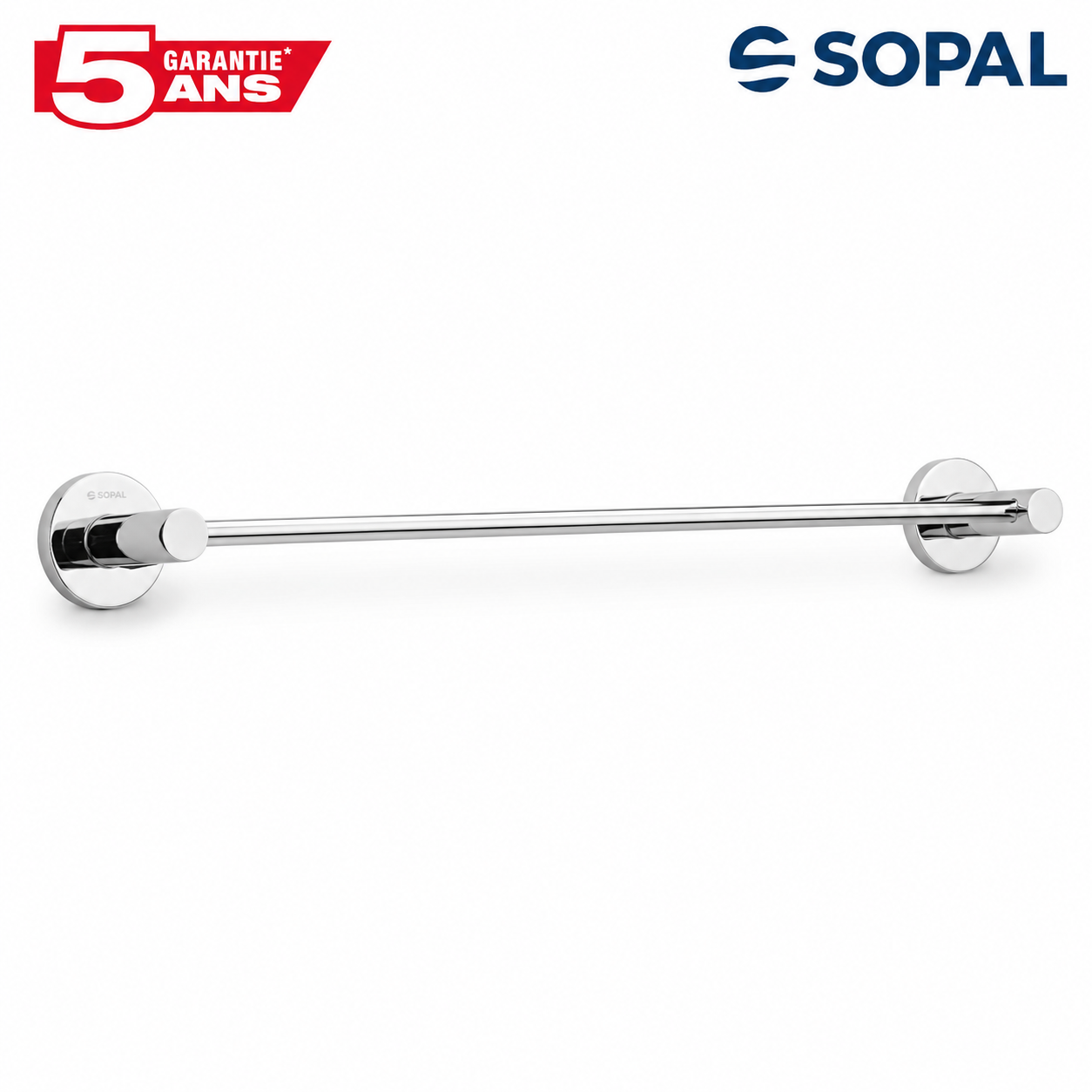 Porte-serviette simple SOPAL Série Yasmine réf. SB28A04 en inox brossé, fixation murale, design épuré | SQES Tunisie
