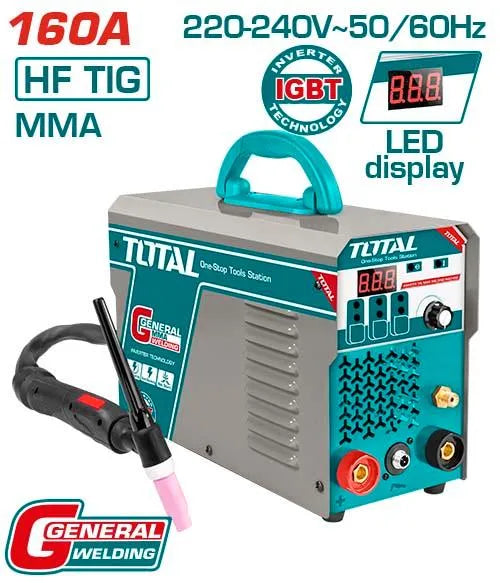 Poste à Souder Inverter TOTAL TIG1601 4-en-1 MIG MAG MMA TIG Lift 160A LCD Bobine 5kg Kit Complet — SQES Tunisie
