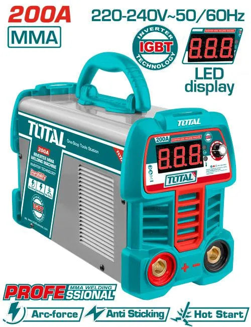 Poste à Souder Inverter TOTAL TW220069 MMA 200A IGBT Anti-Adhésif Arc-Force Électrode 1.6–4mm — SQES Tunisie
