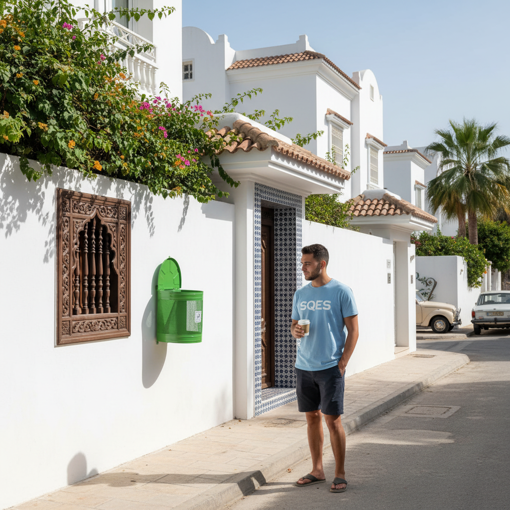 Poubelle murale villa tunisienne