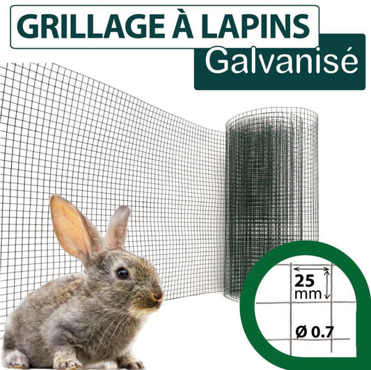 Grillage de Treillis Soudé Galvanisé 300x100cm – Maille 13x13 pour Jardin