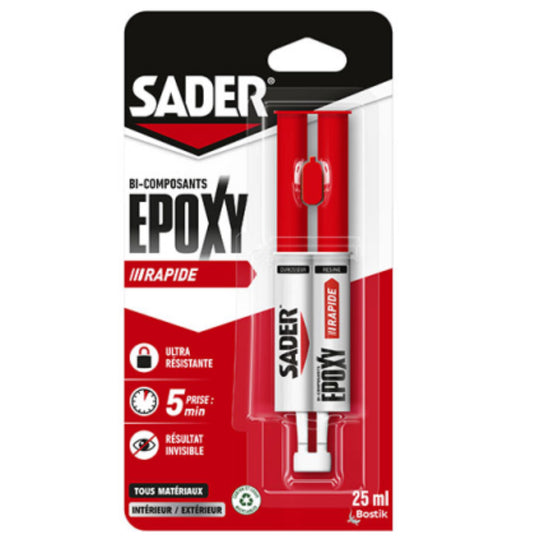 COLLE EPOXY BI-COMPOSANT RAPIDE SECHAGE RAPIDE sader 25ml