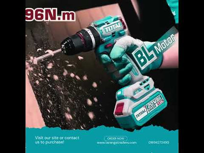 Perceuse à Percussion Sans Fil 20V TOTAL TIDLI209681 SOLO - Moteur Brushless Haute Performance 96Nm - Batterie Vendue Séparément