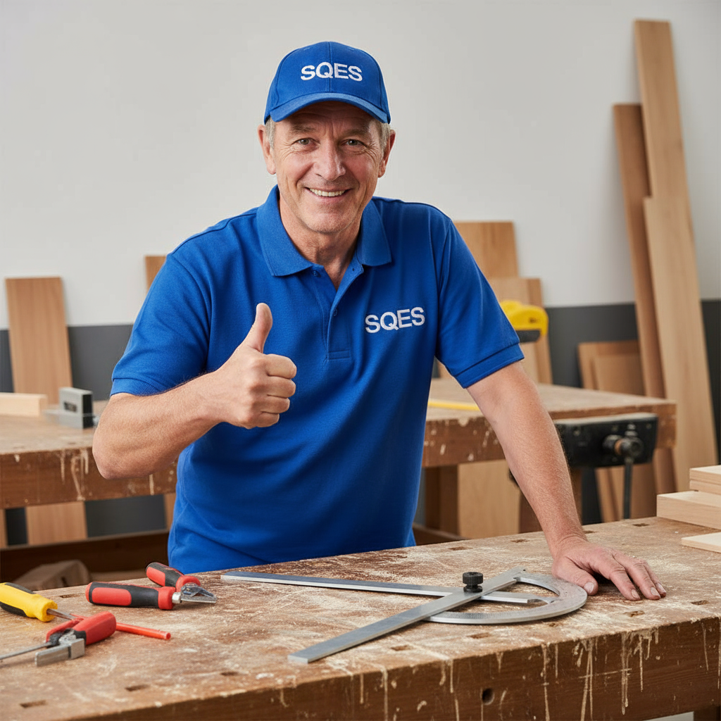 Professionnel SQES satisfait avec vrai rapporteur - Format carré