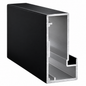 Profilé aluminium noir pour vitrage 5 mm, disponible en longueurs 3 m et 3,5 m. Section env. 44,6 × 22,3 mm.