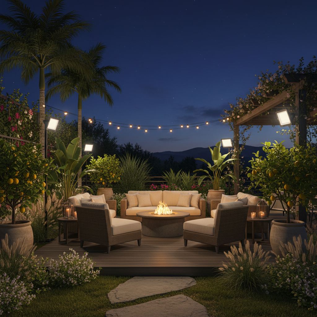 Projecteur Ledvance ambiance jardin lumière 3000K