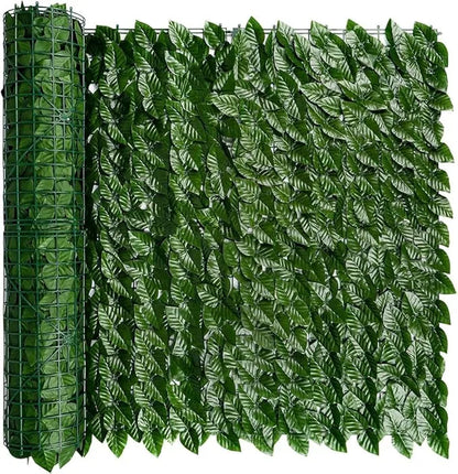 Rouleau de Filet Brise-Vue Brise-Vue avec Feuilles et Lierre synthétique Anti-Chute pour Garage, terrasse, Balcon, Jardin, extérieur, Vert foncé - SQES