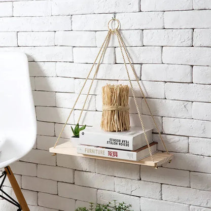1 Etagère murale suspendue en bois Naturelle - Etagère lumineuse - SQES